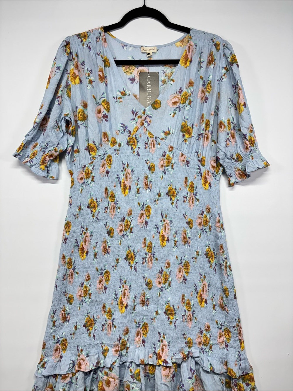 ✨Hem & Thread Floral Smocked Midi Dress Size L - Picture 3 of 11